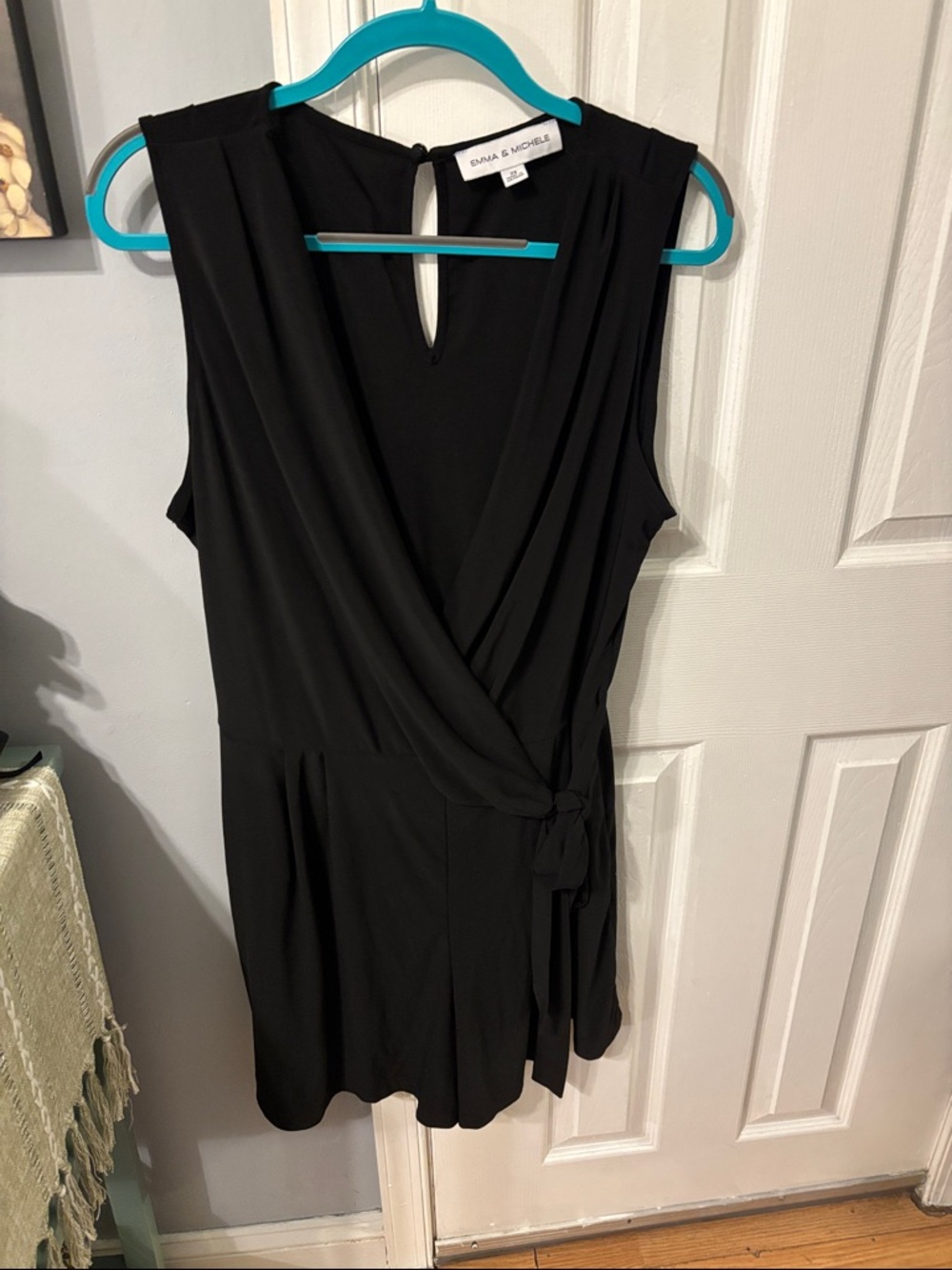 Emma & Michele Black Sleeveless Wrap Romper